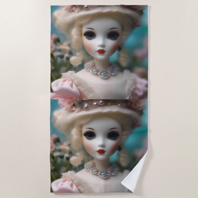 Blue Eyed Vintage Doll, Beach Towel (Front)