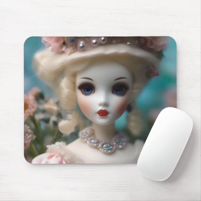 Blue Eyed Vintage Doll, Mouse Pad (With Mouse)