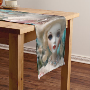 Blue Eyed Vintage Doll, Short Table Runner