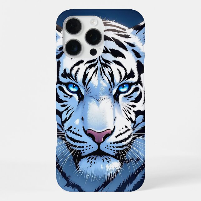 Blue eyed White Tiger Ai Art iPhone Case (Back)