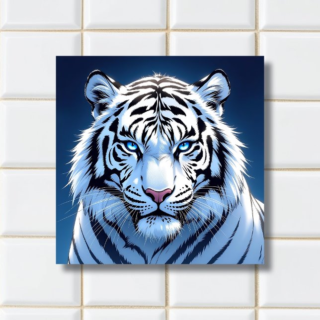 Blue eyed White Tiger Ai Art Tile (Creator Uploaded)