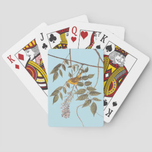 Blue-Eyed Yellow Warbler Audubon Bird on Wisteria Playing Cards