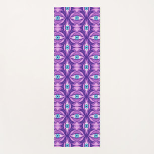 Blue Eyes Abstract Botanical Purple Floral Pattern Yoga Mat
