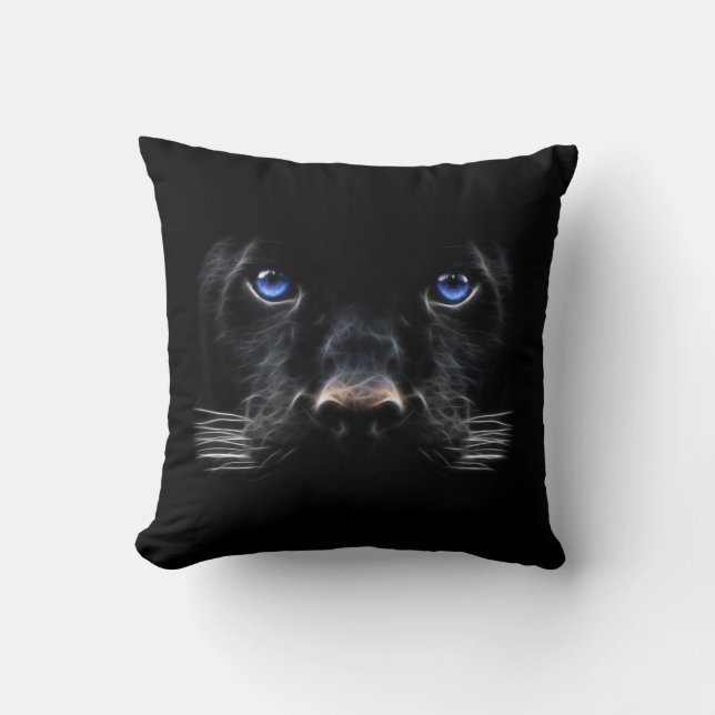 Blue Eyes Black Panther Throw Pillow (Front)
