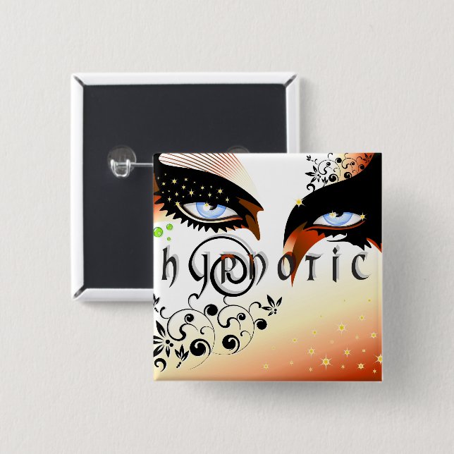 Blue Eyes Fashion Make Up 2 Inch Square Button (Front & Back)