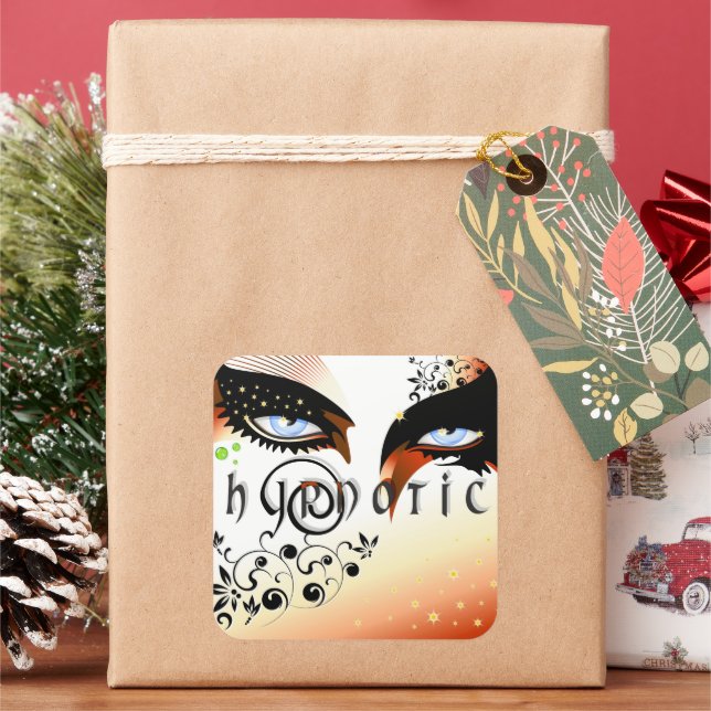 Blue Eyes Fashion Make Up Square Sticker (Holiday)