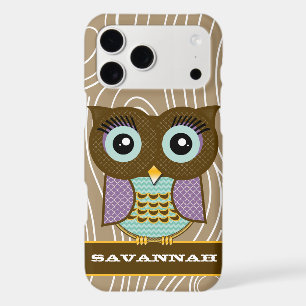 Blue Eyes Owl Wood Grain Zig Zag Choose Colours