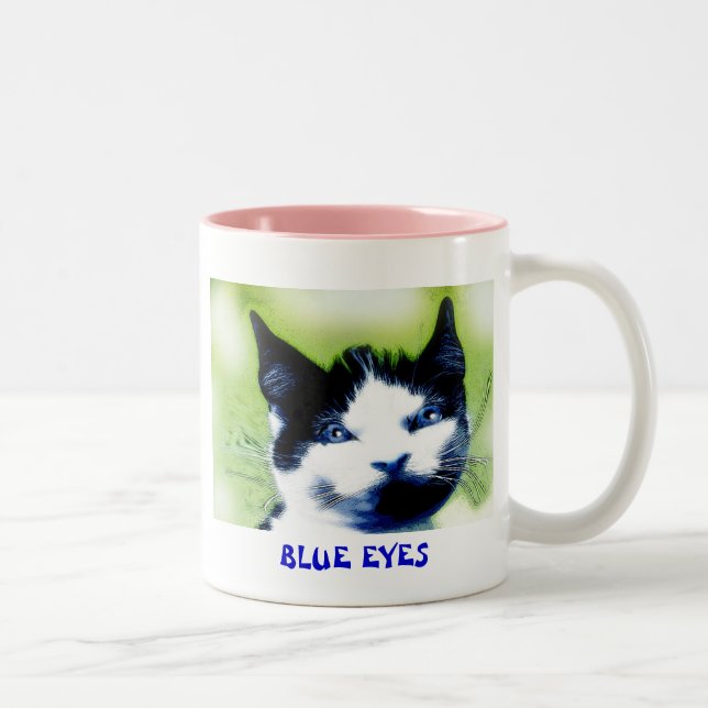 BLUE EYES THE CAT Two-Tone COFFEE MUG (Right)