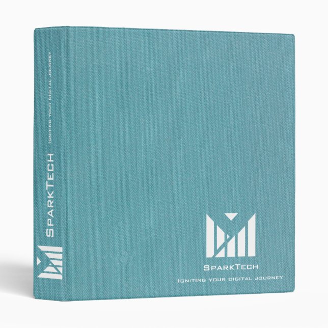 Blue Fabric Texture Elegant Monogram Logo Custom Binder (Front/Spine)