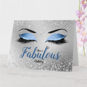 Blue Fabulous Glitter Eyes Large Birthday Card