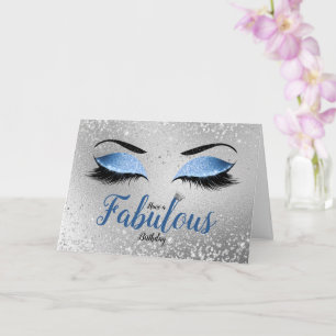 Blue Fabulous Glitter Eyes Standard Birthday Card