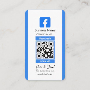 Blue Facebook Review Business Card With QR Code 