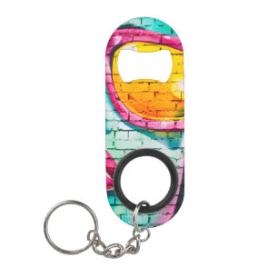 blue faced full hearted keychain bottle opener