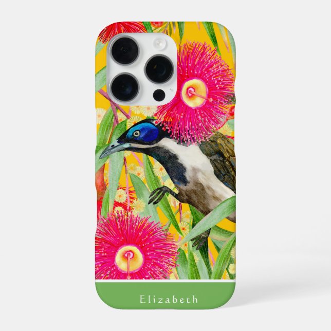 Blue-faced Honeyeater Pattern iPhone Case (Back)