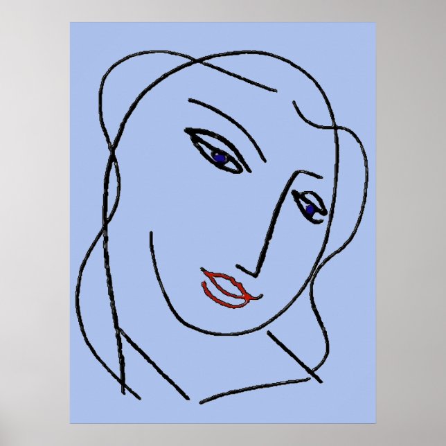 Blue Faces Abstract Poster (Front)