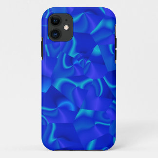 Blue Faceted Swirly Abstract iPhone 11 Case