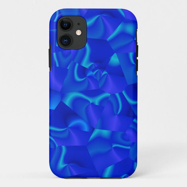 Blue Faceted Swirly Abstract Case-Mate iPhone Case (Back)