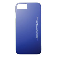 Blue Fade & White, Personalized Name, Minimalist 
