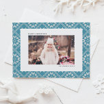 Blue Fair Isle Winter Knit Pattern Photo Christmas Holiday Postcard<br><div class="desc">Send warm holiday wishes wrapped in a cozy, festive design with this Photo Christmas Postcard, featuring a charming Fair Isle knit pattern background. The intricate design evokes the comforting feel of winter warmth and holiday cheer. This customizable photo Christmas postcard offers a festive backdrop to your own personal photo. Customize...</div>