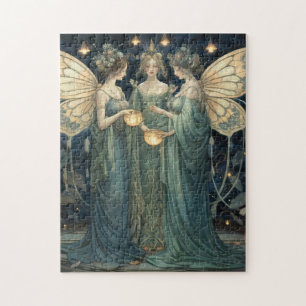 Blue Fairy Art Nouveau Jigsaw Puzzle