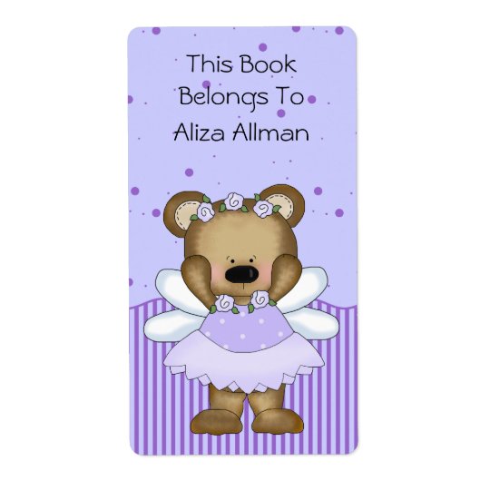 Blue Fairy Bear Bookplate Label Shipping Label