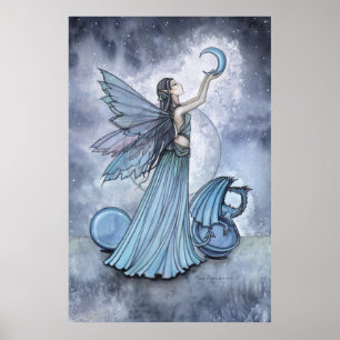 Blue Fairy Dragon Poster by Molly Harrison