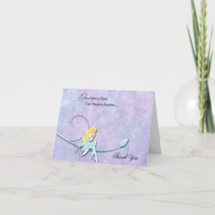 Blue Fairy on Purple Watercolor Wedding Thank You Card
