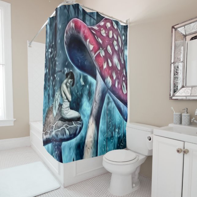 Blue Fairy Shower Curtain (In Situ)