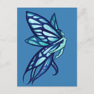 Blue Fairy Wings Faerie Garden Art                 Postcard