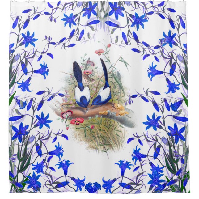 Blue Fairy-Wren Birds Wildlife Animals Floral (Front)