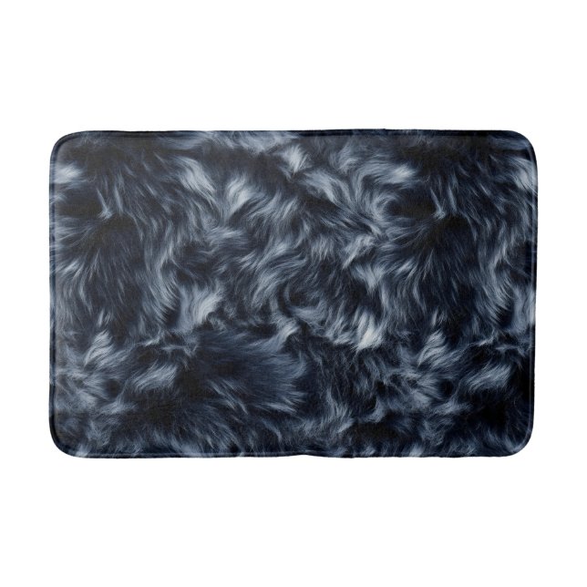 Blue Fake Fur Bath Mat (Front)