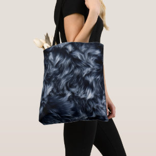 Blue Fake Fur Tote Bag