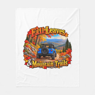 Blue_Fall Leaves & Mt Trails Fleece Blanket