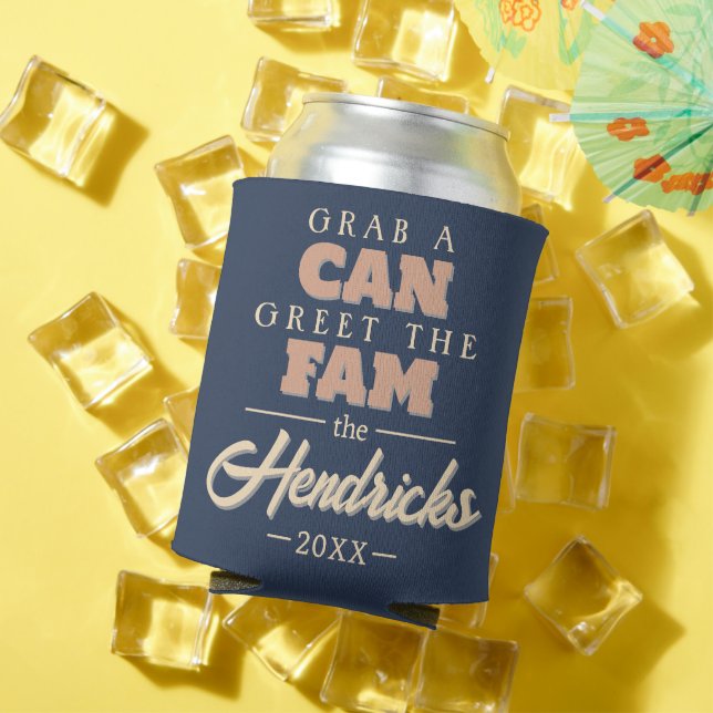 Blue Family Reunion Quote designed Can Cooler (In Situ Summer)