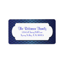 Blue Fan Pattern with White Frame