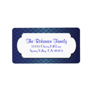 Blue Fan Pattern with White Frame Label