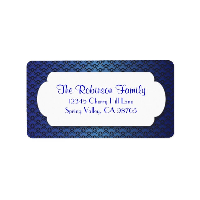 Blue Fan Pattern with White Frame Label (Front)