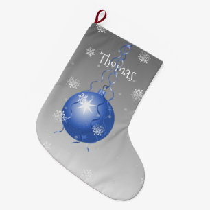 Blue Fancy Christmas Ornament Stocking