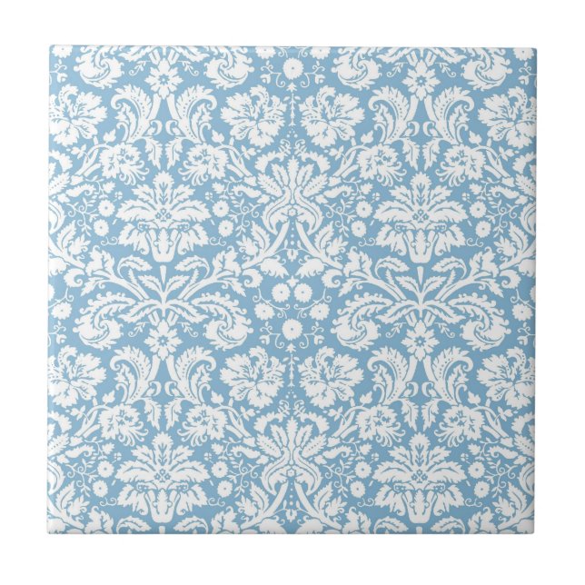 Blue fancy damask pattern tile (Front)