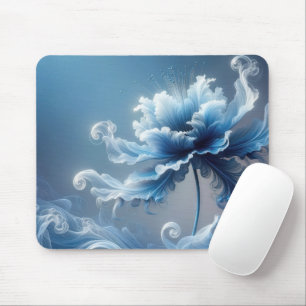 Blue Fancy Fantasy Flower Mouse Pad