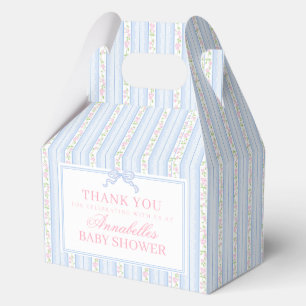 Blue Fancy Floral Baby Shower Gable Favor Box
