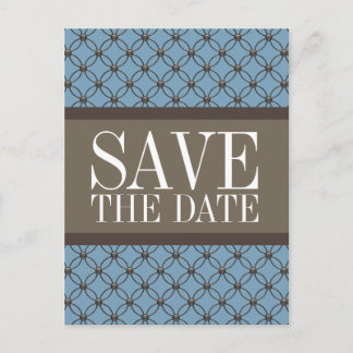 Blue Fancy Lattice Save the Date Postcard