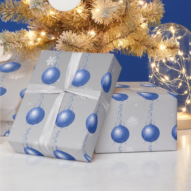 Blue Fancy Ornament Wrapping Paper (Holidays)