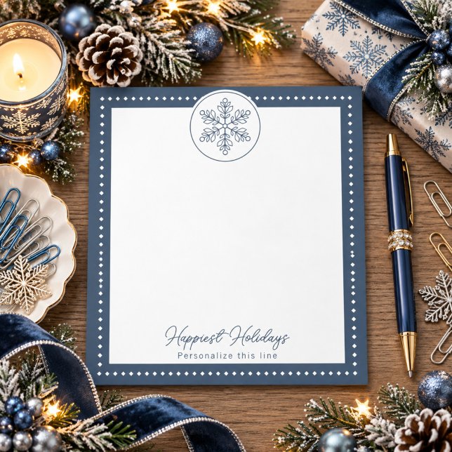 Blue Fancy Snowflake Personalized Holiday Notepad (Blue Fancy Snowflake Personalized Holiday Notepad)