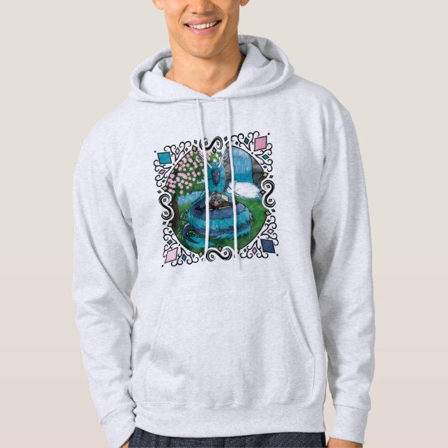 Blue Fantasy Eastern Dragon Tea Time Hoodie (Front)