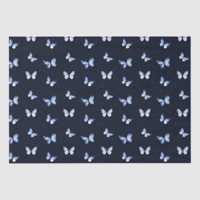 Blue Fantasy galaxy butterflies Tissue Paper (Front)