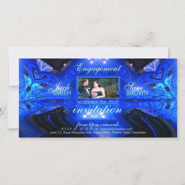 Blue Fantasy Invitation Photo Card (Front)