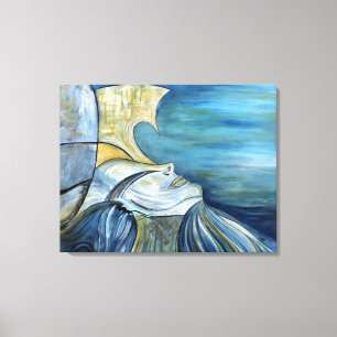 Blue Fantasy Mermaid Goddess Portrait 1.5" Thick Canvas Print