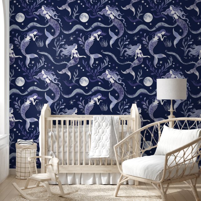 Blue Fantasy Mermaids Removable Wallpaper (Kids)
