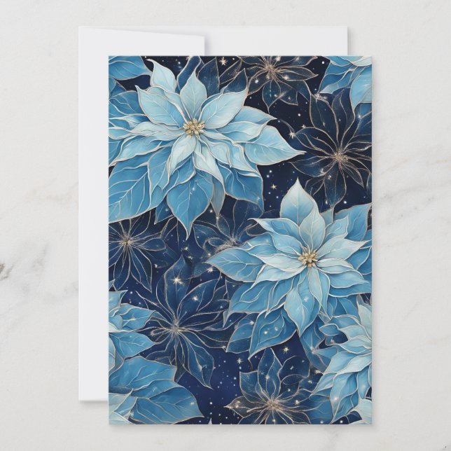 Blue Fantasy Poinsettia Invitation (Front)